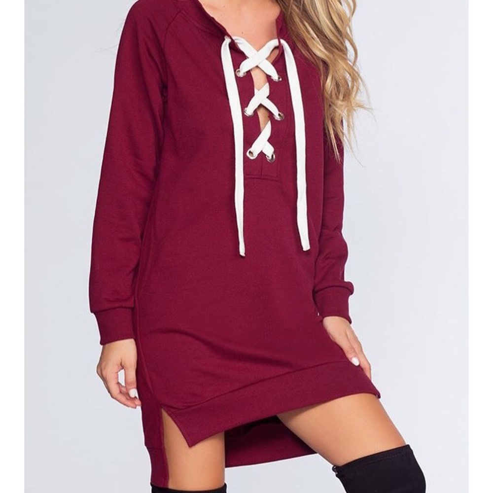Maroon sweater dress